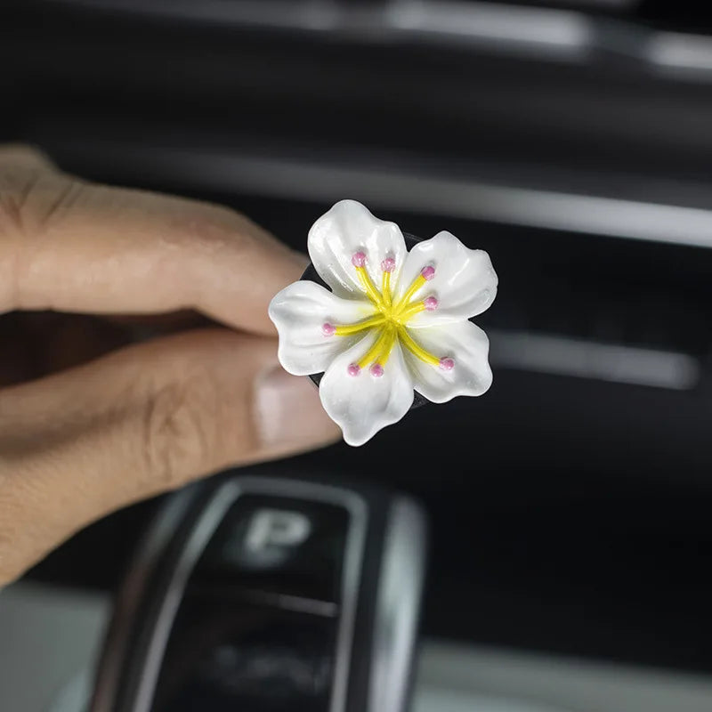 Flower Car Air Vent Perfume Clips – Resin Floral Air Conditioner Vent Decoration for Car Interior (2 Pcs)