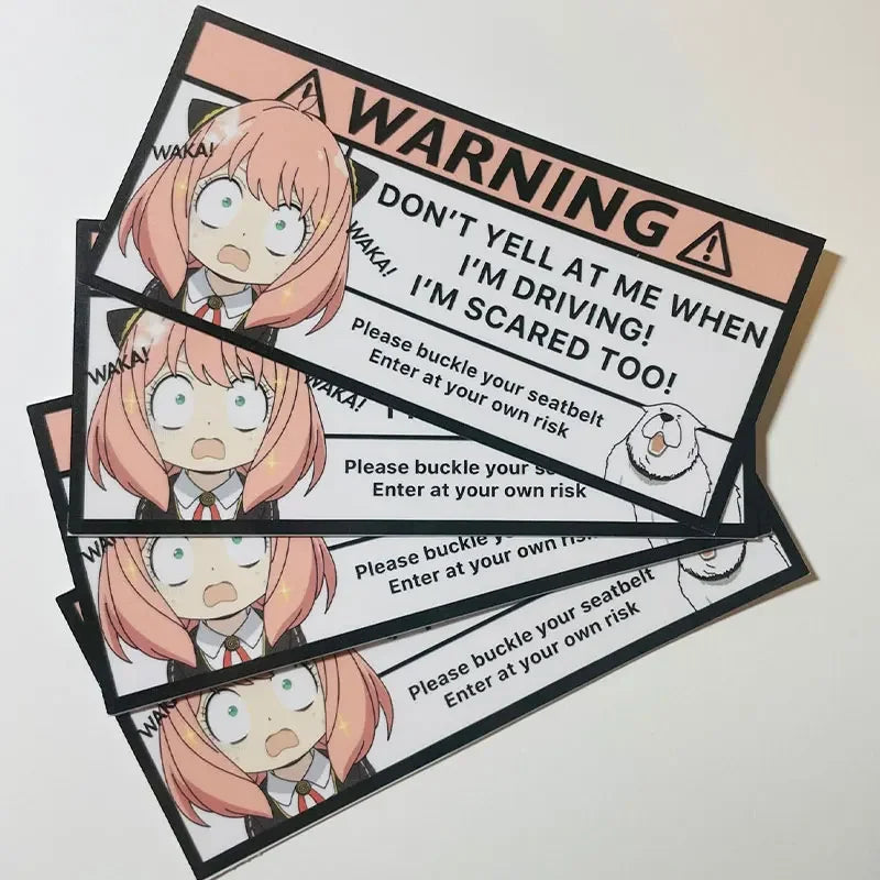 Anya Spy x Family Anime Car Sticker – Cute Pink Vinyl Decal for Car Mirror & Interior Decoration