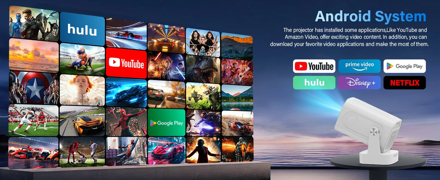 4K Native HD Projector | Android Built-In, WiFi 6