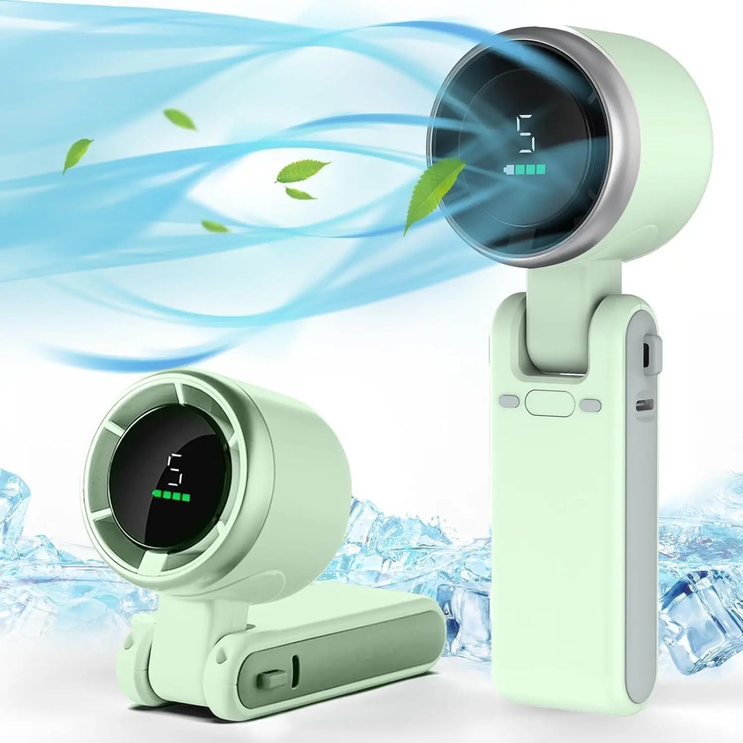 3-in-1 Mini Travel Fan | 5-Speed Rechargeable, 3600mAh Battery, USB Charging