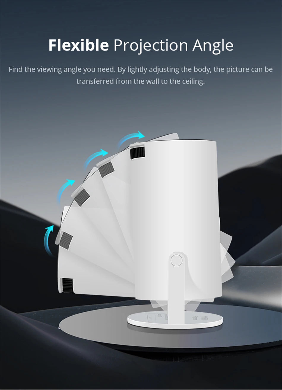 Compact Bluetooth Mini Projector | 1080P, 4K Support, 180° Rotation