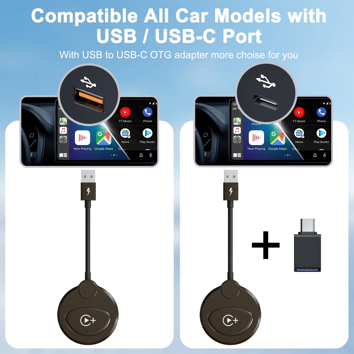 Wireless CarPlay Adapter | Netflix YouTube TikTok Streaming for Car Screen