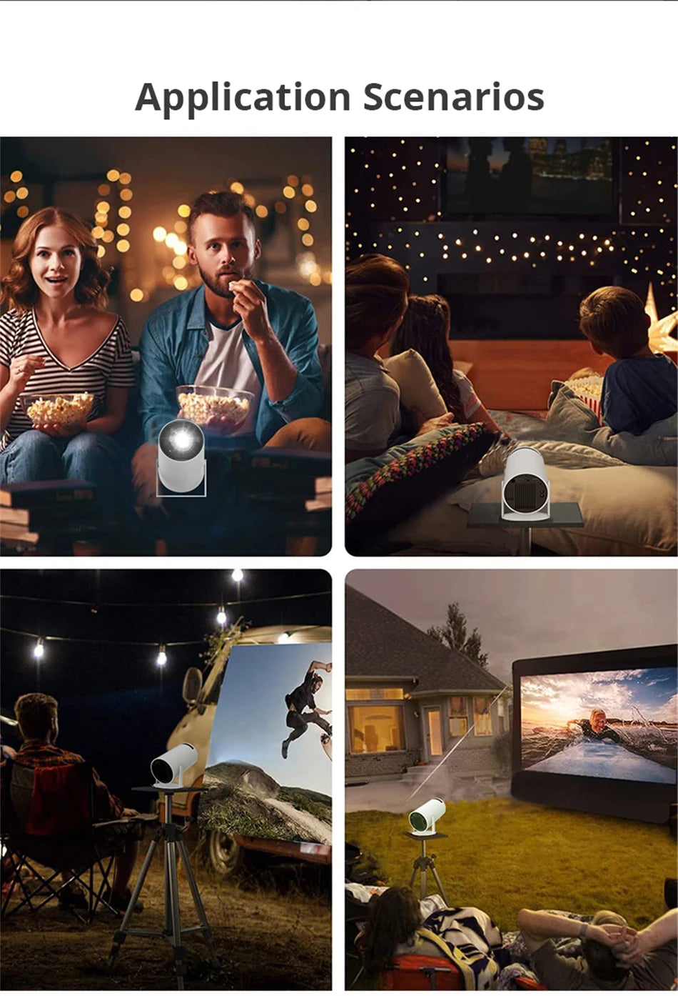 Compact Bluetooth Mini Projector | 1080P, 4K Support, 180° Rotation