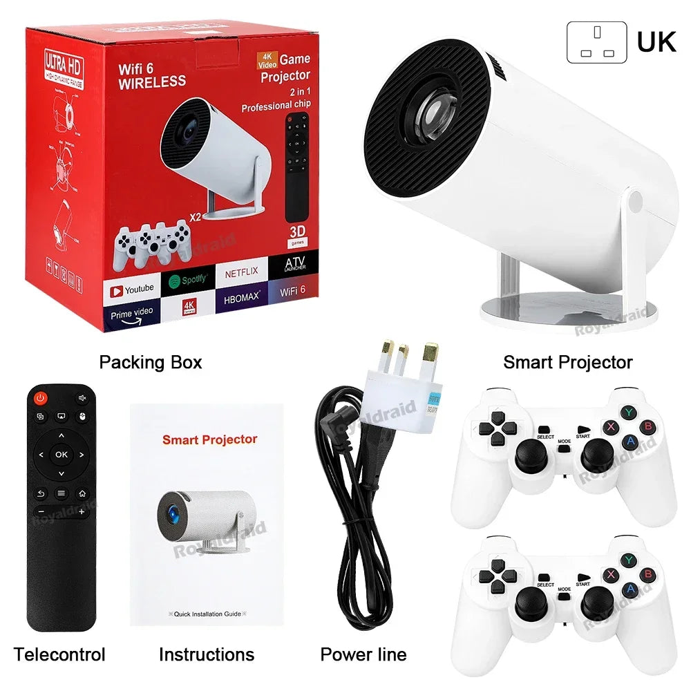Portable Retro Gaming Projector Console | 19,000+ Games, 4K, 2 Wireless Controllers