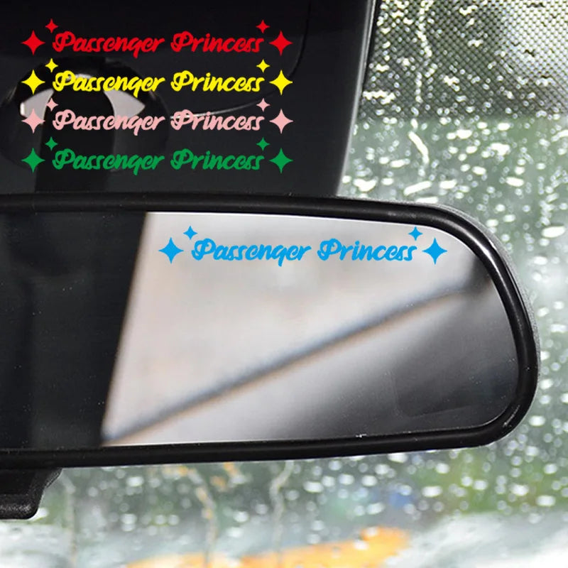 Passenger Princess Rearview Mirror Decal – Star Car Vinyl Sticker Interior Accessories for Women