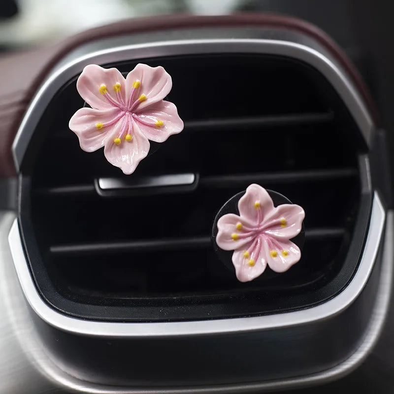 Flower Car Air Vent Perfume Clips – Resin Floral Air Conditioner Vent Decoration for Car Interior (2 Pcs)