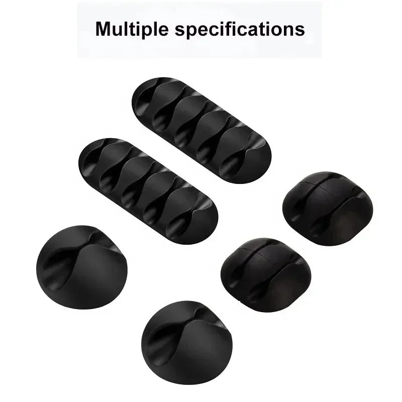 Silicone Cable Management Clips | Self-Adhesive Desk Cord Organizer, 6-Pack