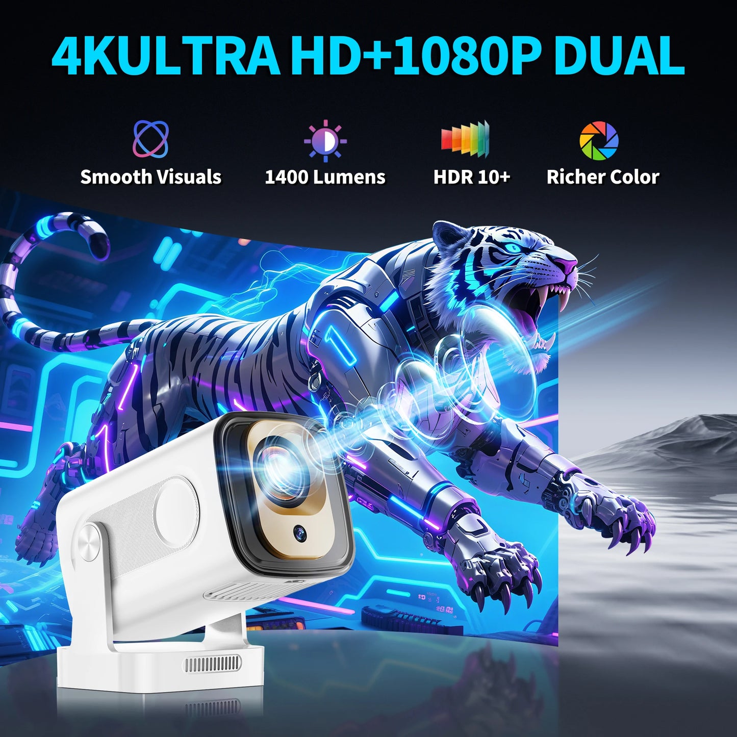 4K Native HD Projector | Android Built-In, WiFi 6