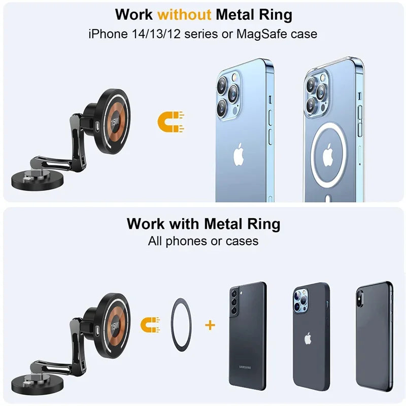 MagSafe Car Wireless Charger Holder | Fast Charging Mount for iPhone 12–15