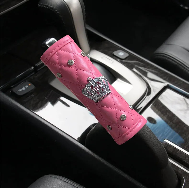 Pink Diamond Seat Belt Cover & Gear Shift Cover Set – Rhinestone Car Interior Accessories for Women