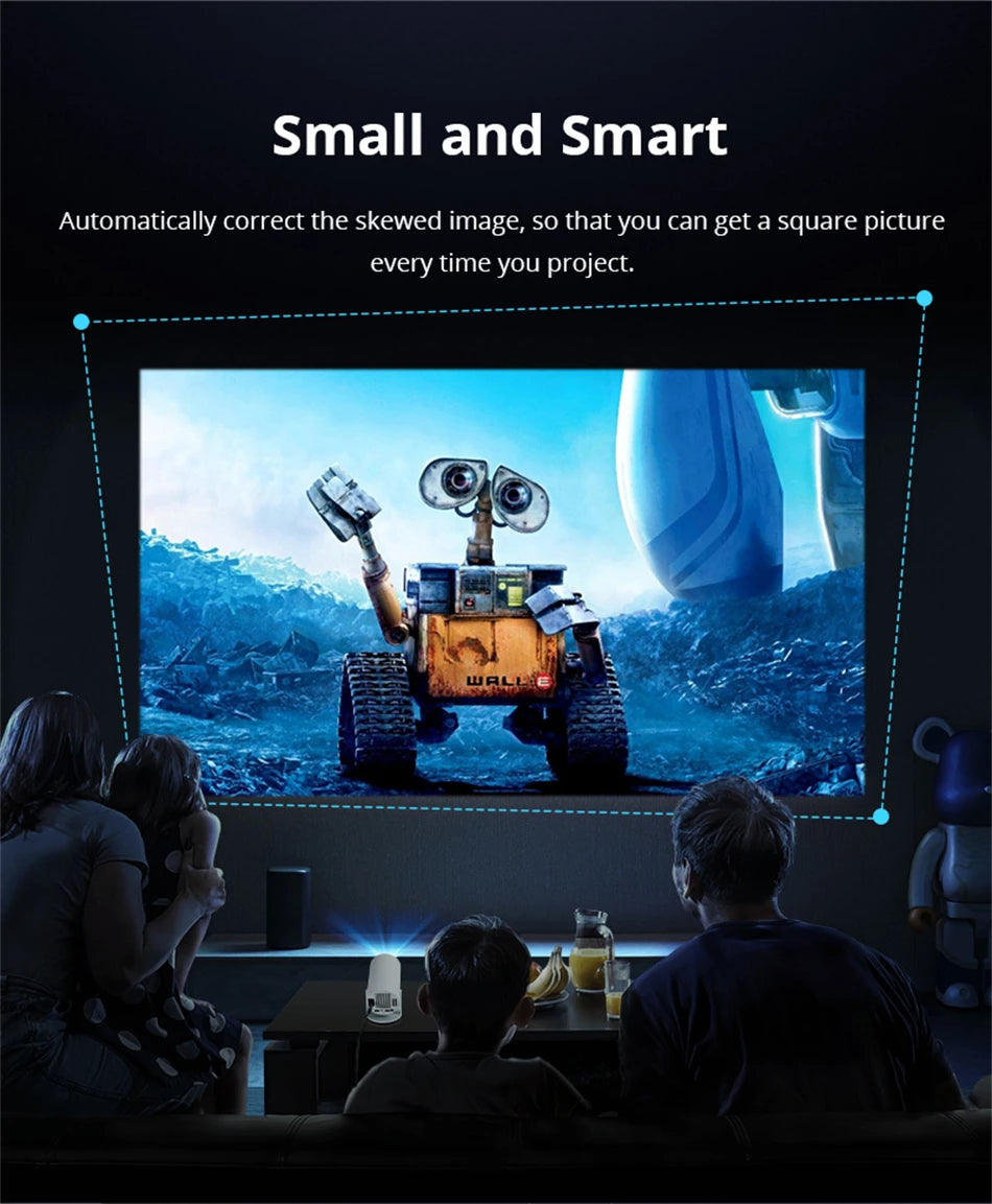 Compact Bluetooth Mini Projector | 1080P, 4K Support, 180° Rotation