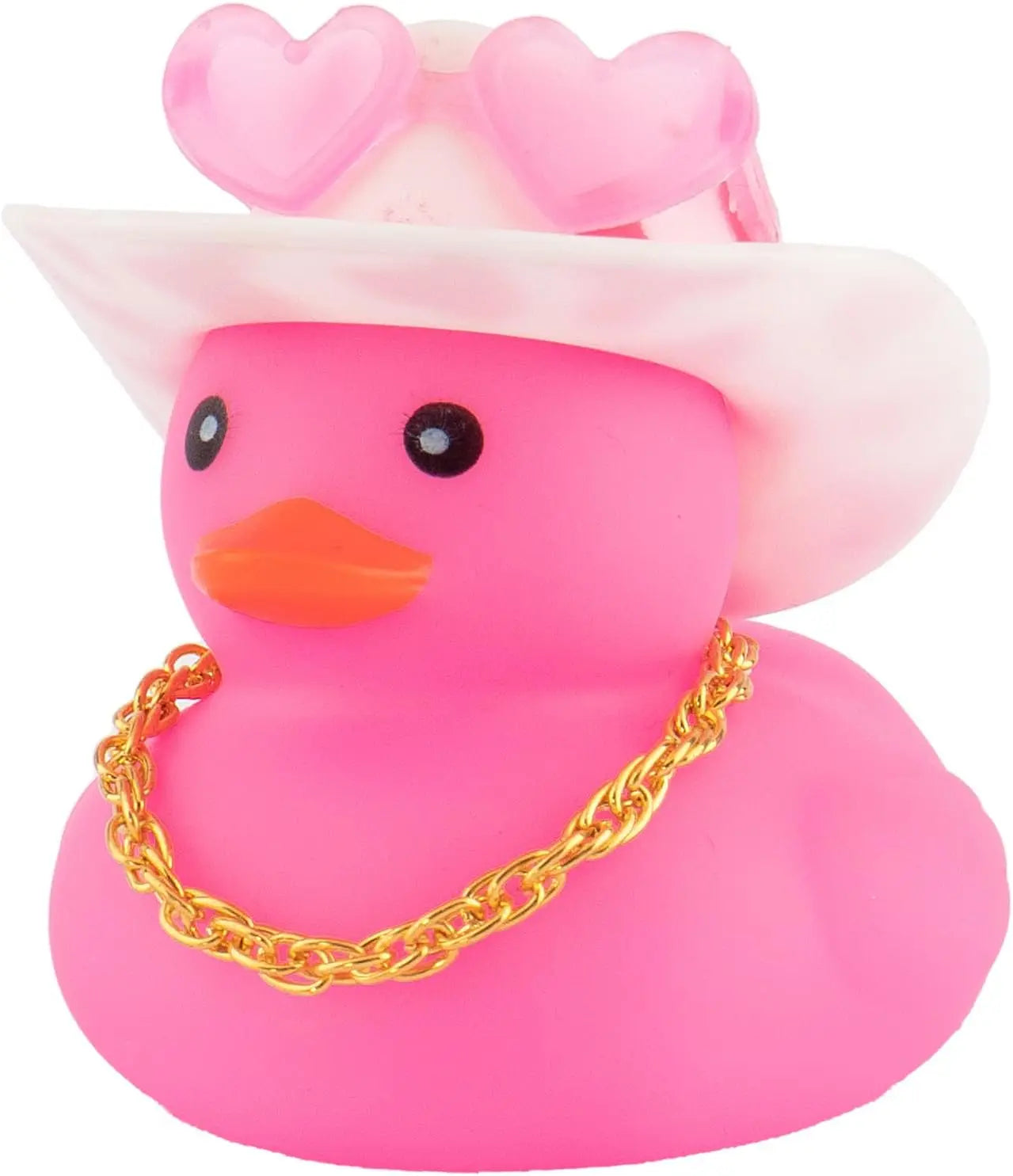 Pink Cowboy Rubber Duck Car Ornament – Cute Dashboard Decoration with Hat, Glasses & Chain