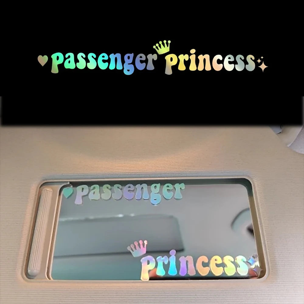 Passenger Princess Rearview Mirror Decal – Star Car Vinyl Sticker Interior Accessories for Women