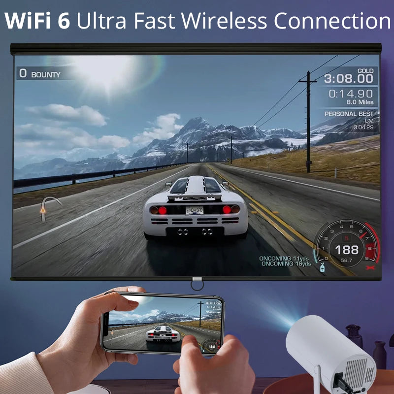 Compact Bluetooth Mini Projector | 1080P, 4K Support, 180° Rotation