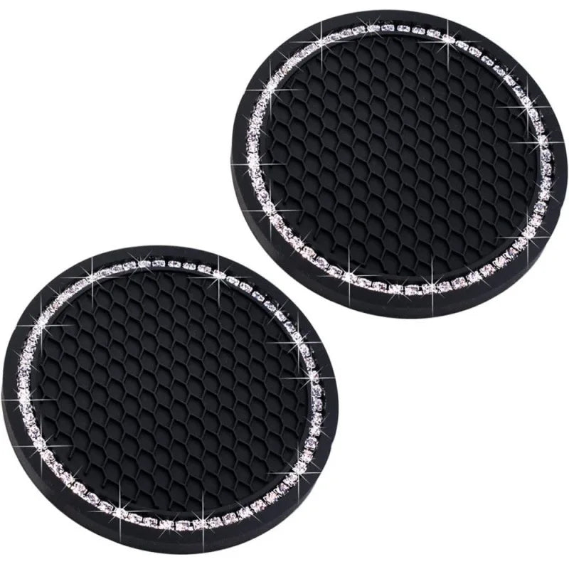 Pink Car Interior Set – Cup Holder Mats & Ignition Ring Covers | Cute Car Accessories for Women (4 Pcs)