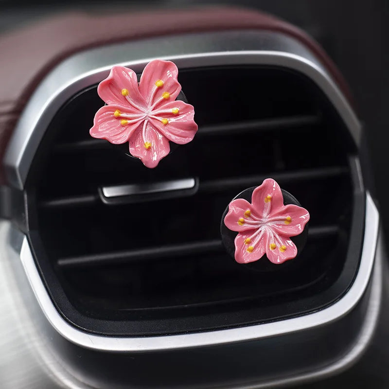 Flower Car Air Vent Perfume Clips – Resin Floral Air Conditioner Vent Decoration for Car Interior (2 Pcs)