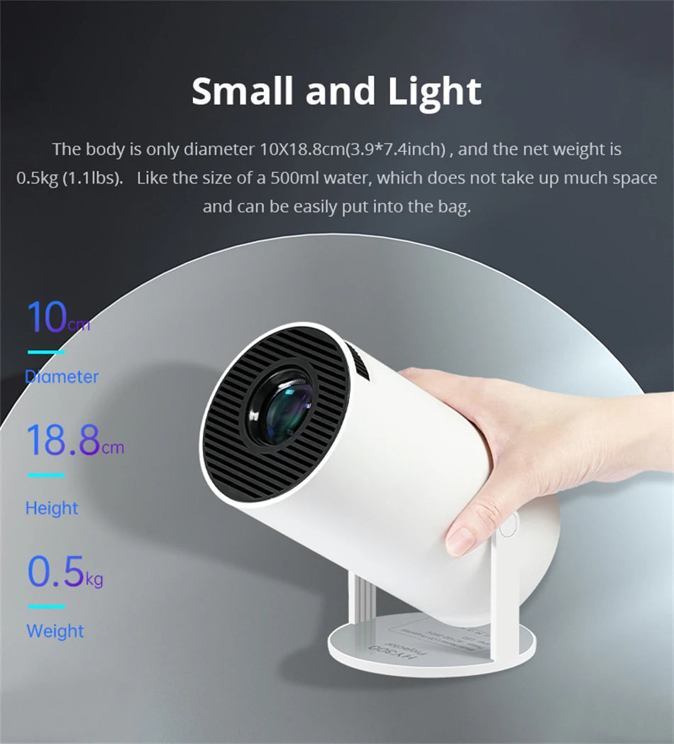 Compact Bluetooth Mini Projector | 1080P, 4K Support, 180° Rotation
