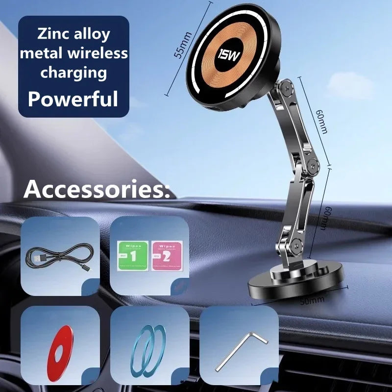 MagSafe Car Wireless Charger Holder | Fast Charging Mount for iPhone 12–15
