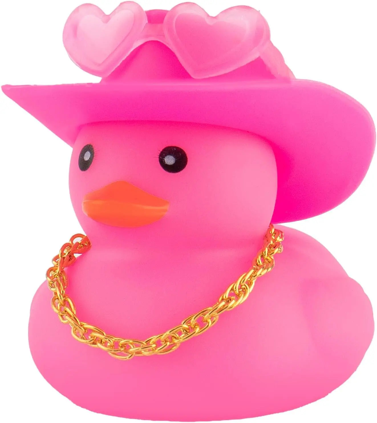 Pink Cowboy Rubber Duck Car Ornament – Cute Dashboard Decoration with Hat, Glasses & Chain