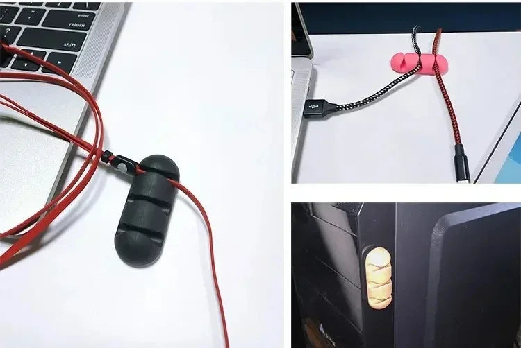Silicone Cable Management Clips | Self-Adhesive Desk Cord Organizer, 6-Pack