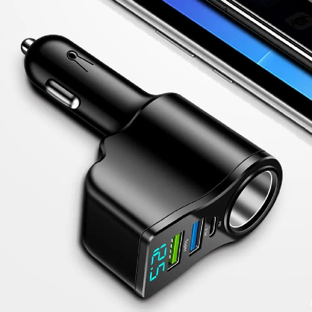 4-in-1 Dual USB & USB-C Multi-Device | 66W Fast Car Charger Inverter
