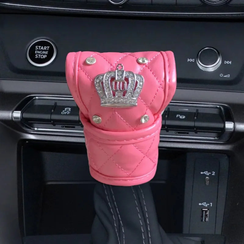 Pink Diamond Seat Belt Cover & Gear Shift Cover Set – Rhinestone Car Interior Accessories for Women