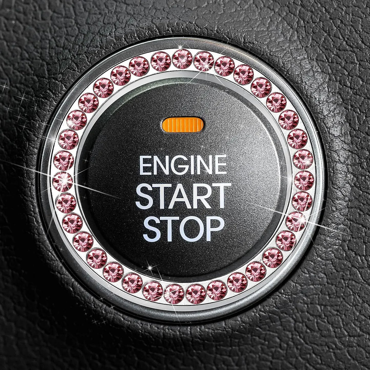 Car Start Switch Button Auto Decorative Diamond Stickers Rhinestone Ring Circle Trims Protective Cover Car Accessories Interior