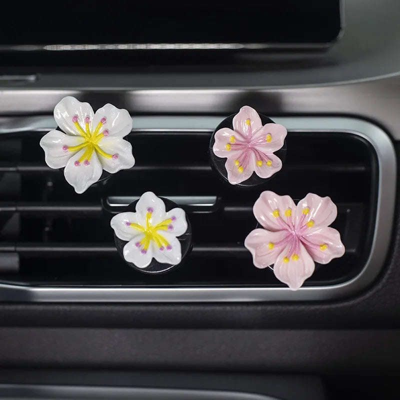 Flower Car Air Vent Perfume Clips – Resin Floral Air Conditioner Vent Decoration for Car Interior (2 Pcs)