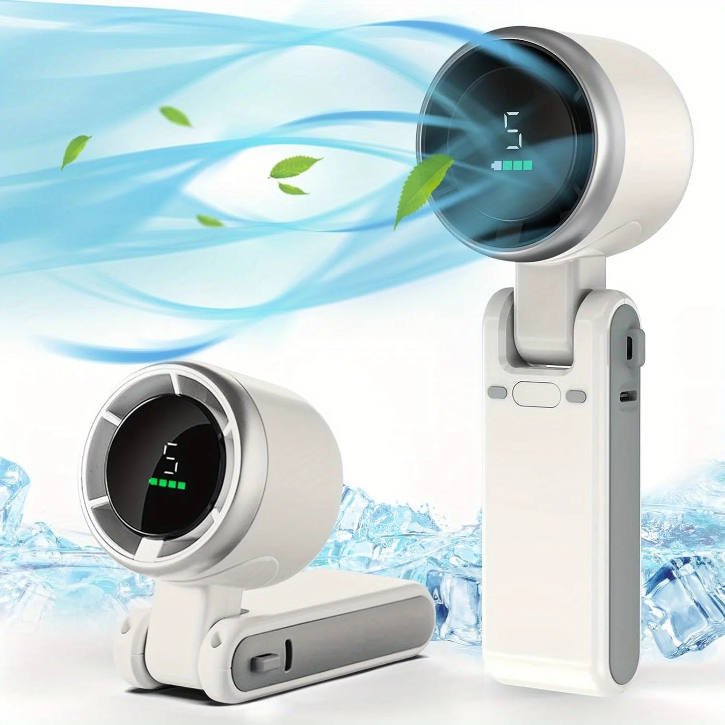 3-in-1 Mini Travel Fan | 5-Speed Rechargeable, 3600mAh Battery, USB Charging