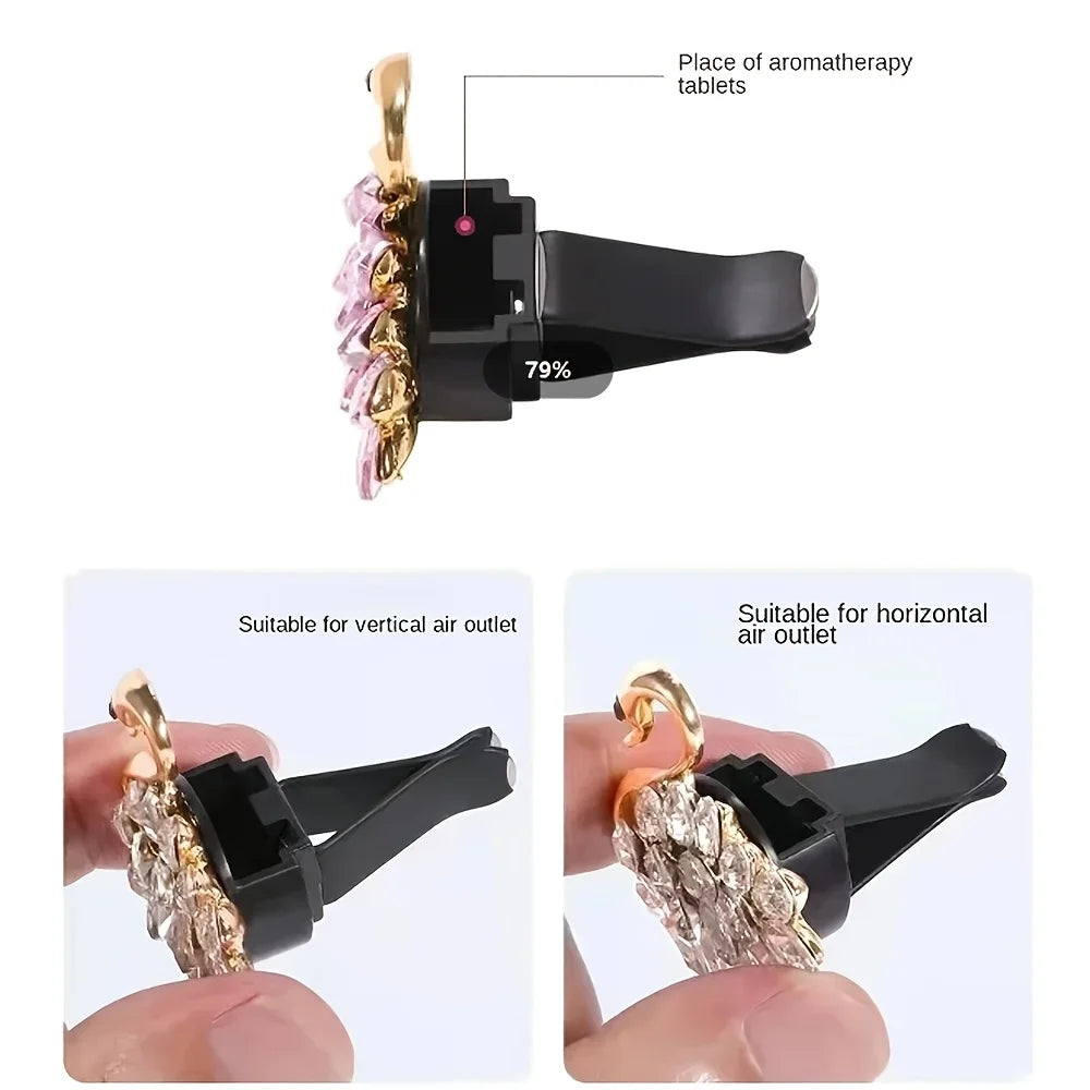 Flower Car Air Vent Perfume Clips – Resin Floral Air Conditioner Vent Decoration for Car Interior (2 Pcs)