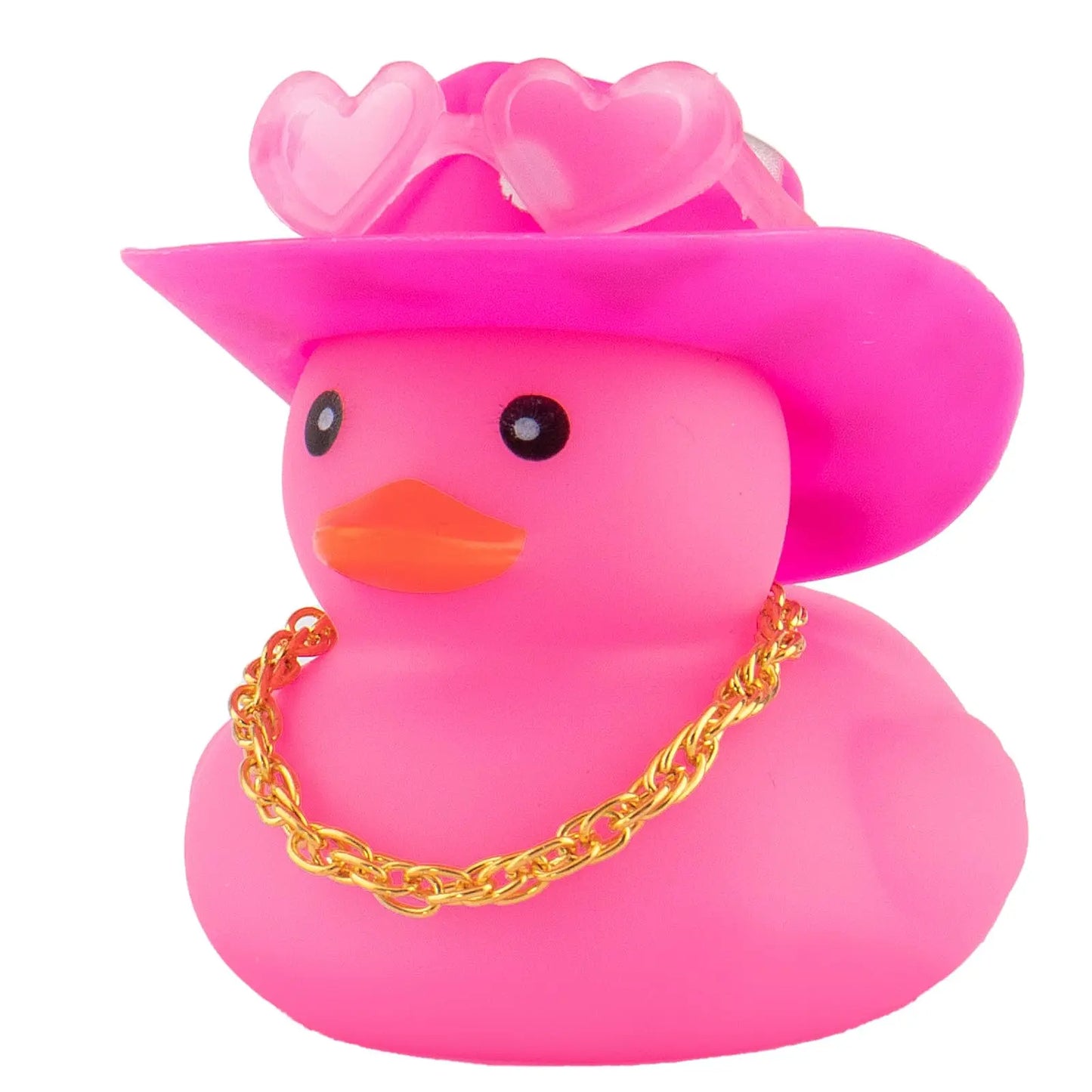 Pink Cowboy Rubber Duck Car Ornament – Cute Dashboard Decoration with Hat, Glasses & Chain