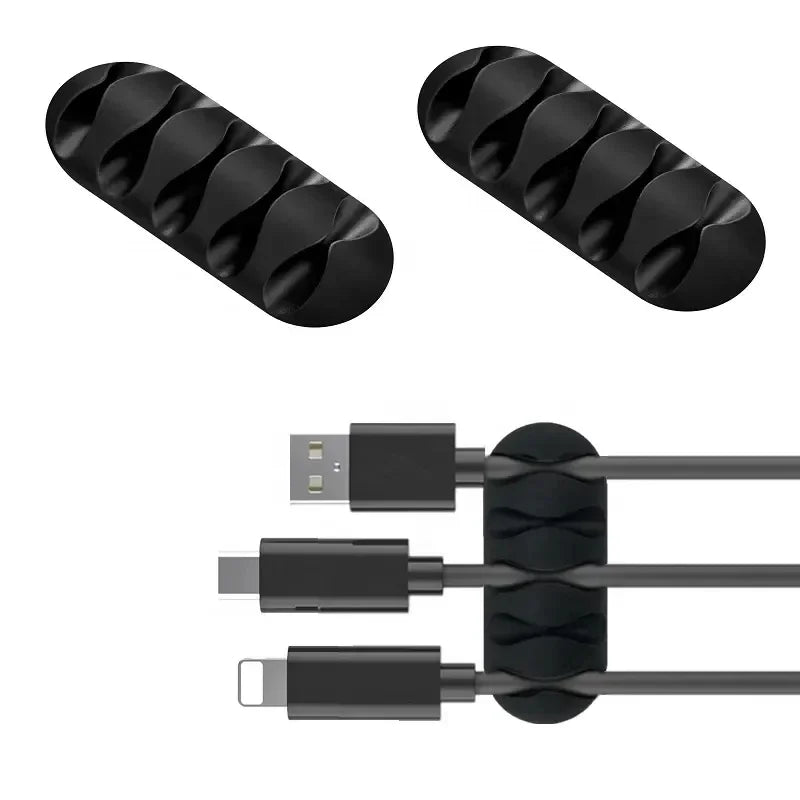Silicone Cable Management Clips | Self-Adhesive Desk Cord Organizer, 6-Pack