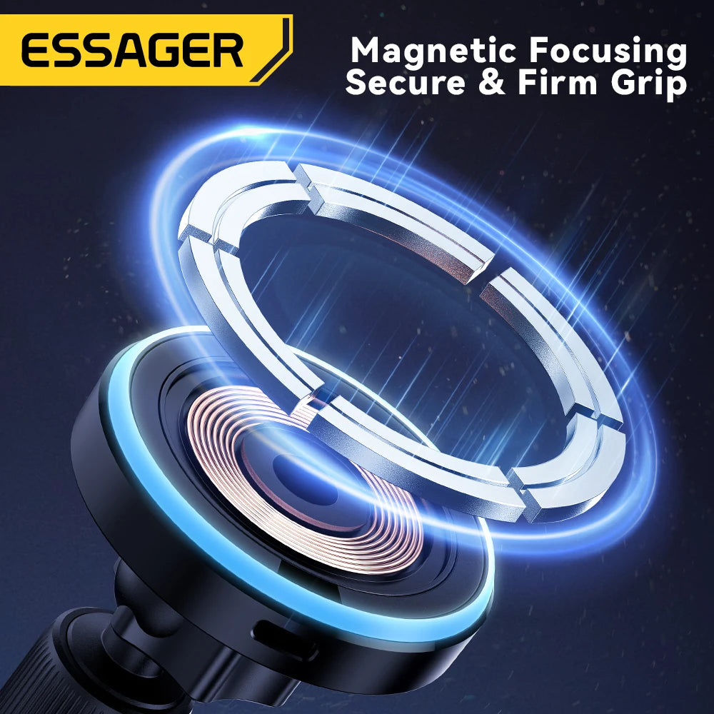 Magnetic Wireless Car Charger Mount | 15W Fast Charge, RGB Light, iPhone & Android