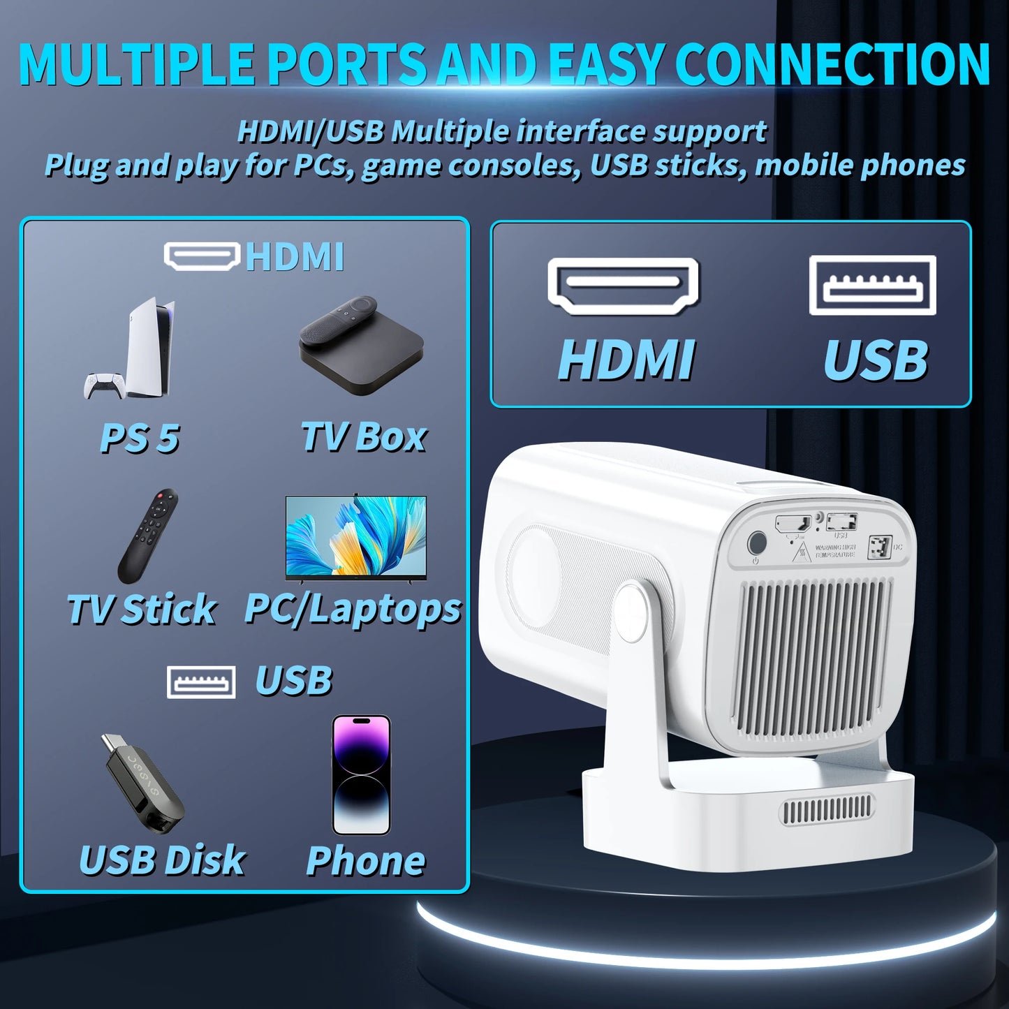 4K Native HD Projector | Android Built-In, WiFi 6
