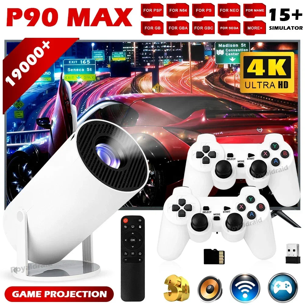 Portable Retro Gaming Projector Console | 19,000+ Games, 4K, 2 Wireless Controllers