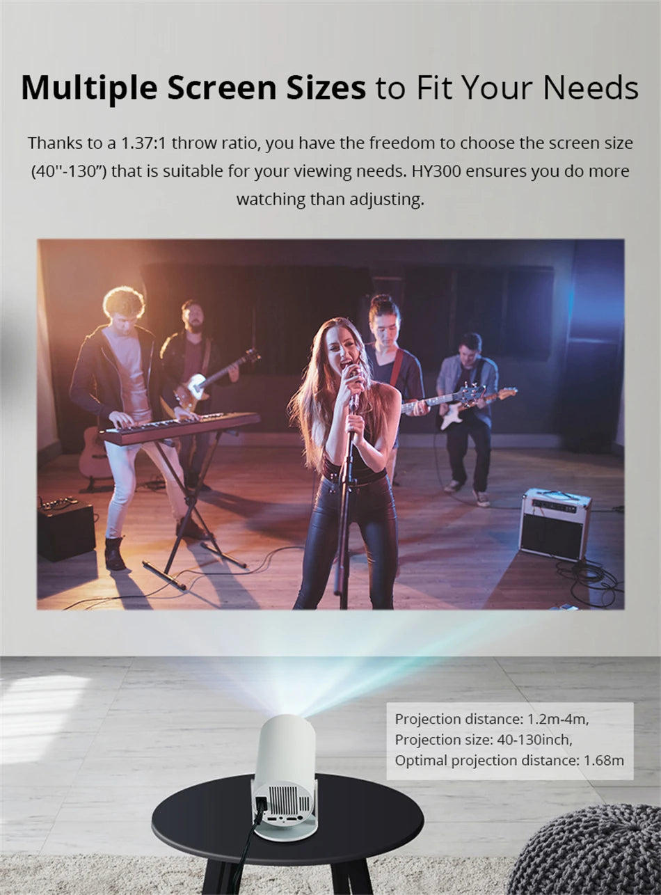 Compact Bluetooth Mini Projector | 1080P, 4K Support, 180° Rotation