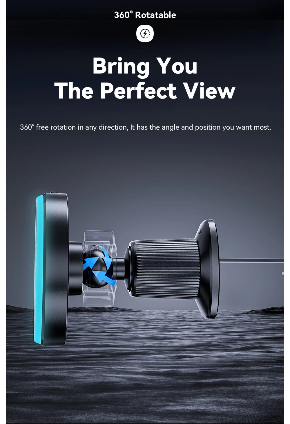 Magnetic Wireless Car Charger Mount | 15W Fast Charge, RGB Light, iPhone & Android