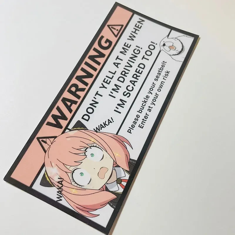 Anya Spy x Family Anime Car Sticker – Cute Pink Vinyl Decal for Car Mirror & Interior Decoration
