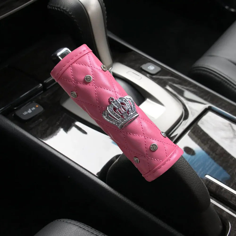 Pink Diamond Seat Belt Cover & Gear Shift Cover Set – Rhinestone Car Interior Accessories for Women
