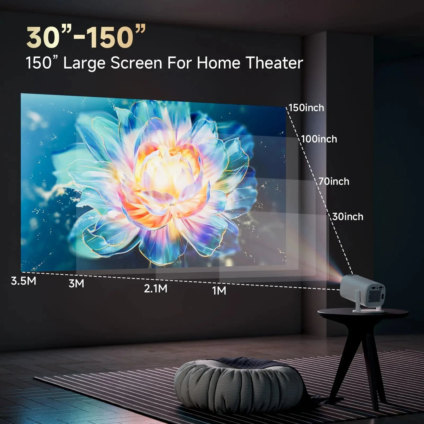 Smart Home Cinema Mini Projector | Linux OS, WiFi 6, 4K, Bluetooth 5.0