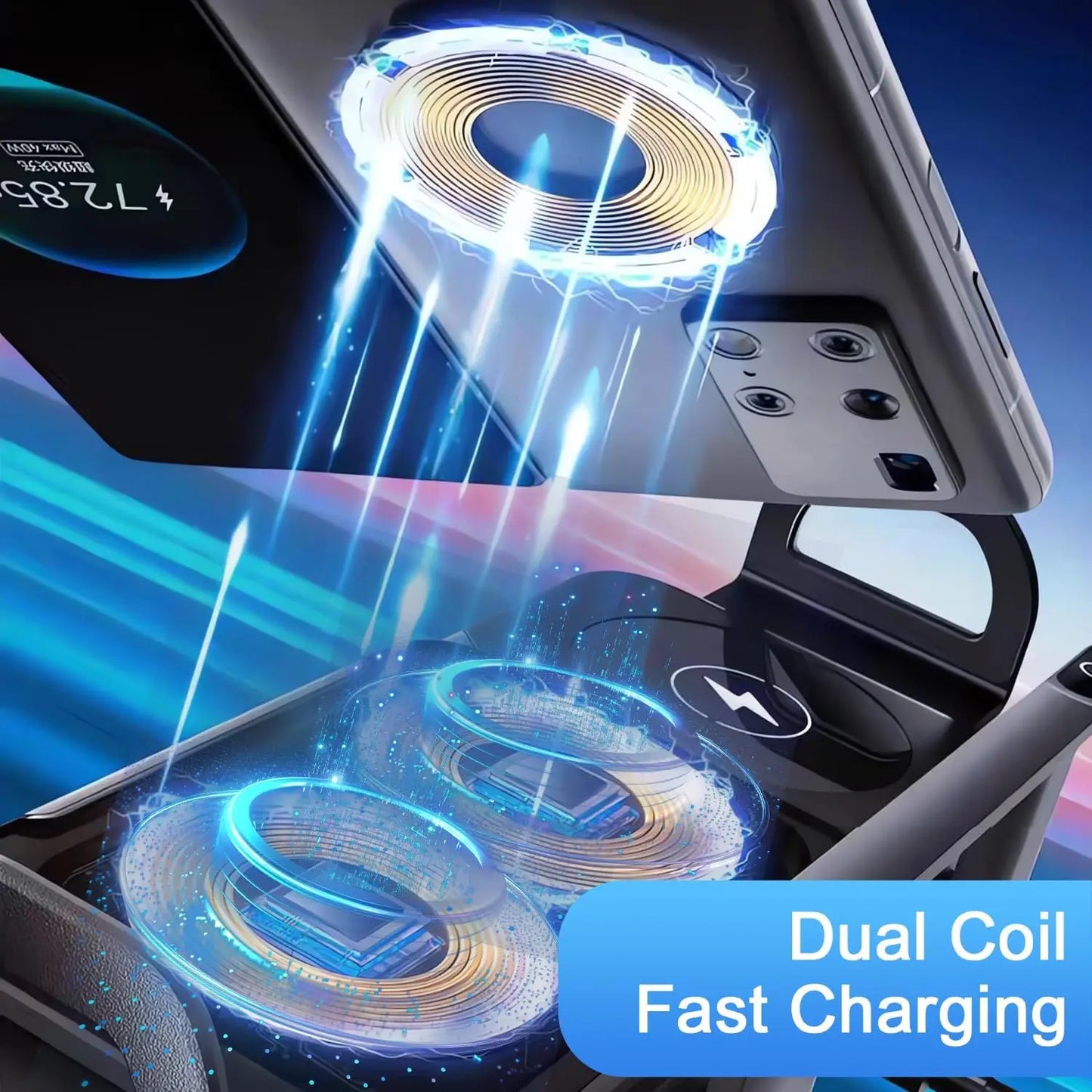 2-in-1 Auto-Grip Wireless Car Charger Mount | 15W Dual Coil, 360° Swivel