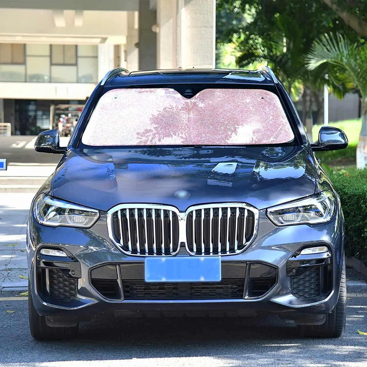 Pink Glitter Car Windshield Sunshade – UV Sun Shield Visor for Women | Fits Most Cars