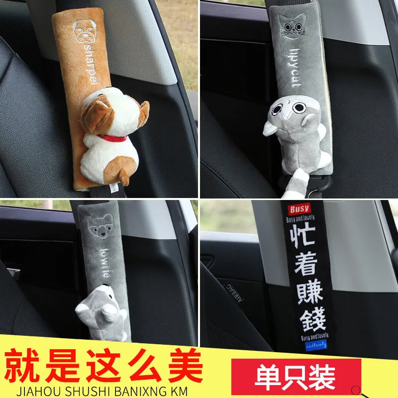 Cartoon Seat Belt Shoulder Protector Covers – Extended Safety Padding for Men & Women | Cute Car Interior Accessory