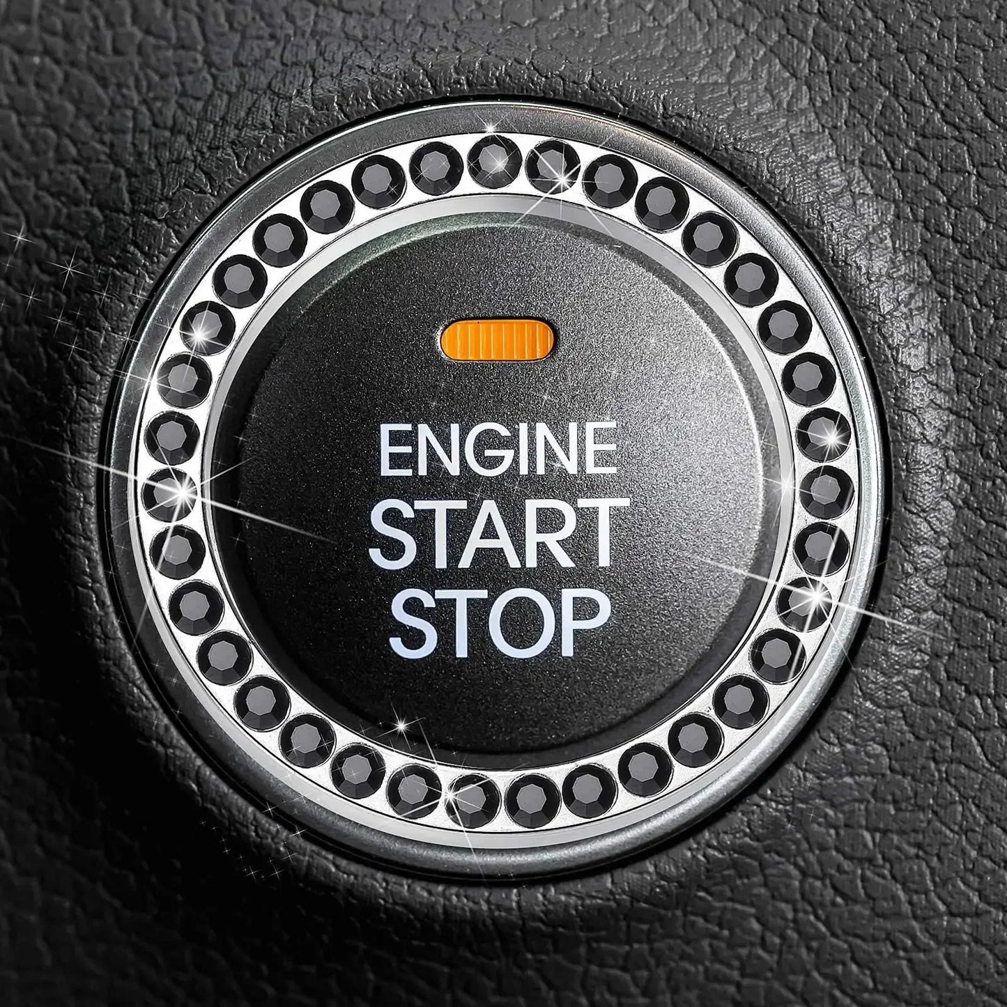 Car Start Switch Button Auto Decorative Diamond Stickers Rhinestone Ring Circle Trims Protective Cover Car Accessories Interior