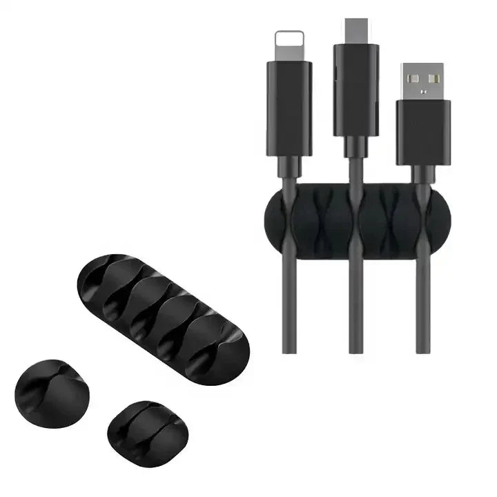 Silicone Cable Management Clips | Self-Adhesive Desk Cord Organizer, 6-Pack