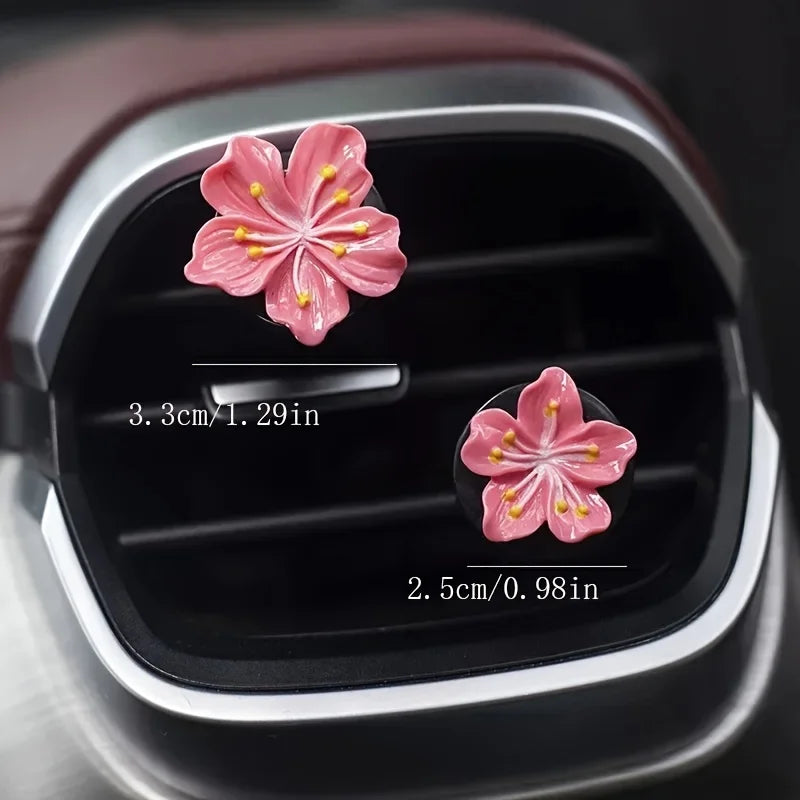 Flower Car Air Vent Perfume Clips – Resin Floral Air Conditioner Vent Decoration for Car Interior (2 Pcs)