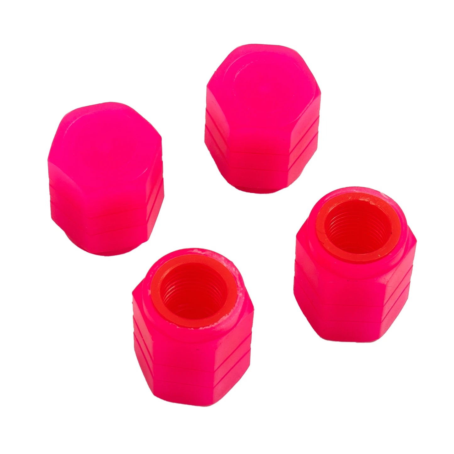 Pink Fluorescent Tire Valve Stem Caps – Luminous Car Wheel Accessories (4 Pack)