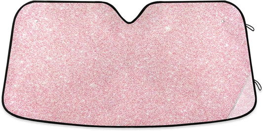 Pink Glitter Car Windshield Sunshade – UV Sun Shield Visor for Women | Fits Most Cars