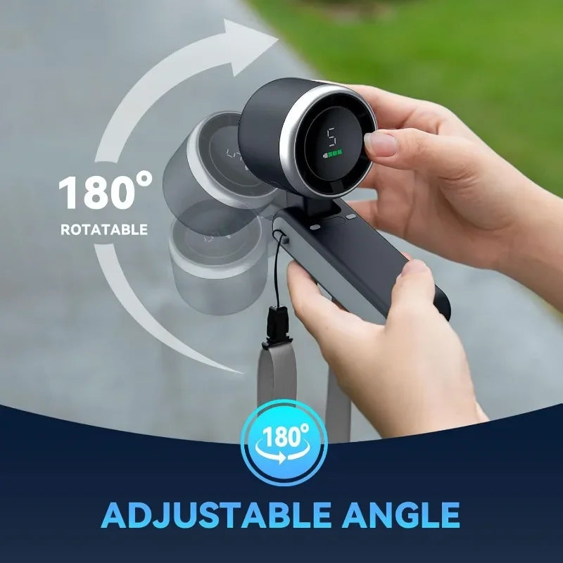 3-in-1 Mini Travel Fan | 5-Speed Rechargeable, 3600mAh Battery, USB Charging