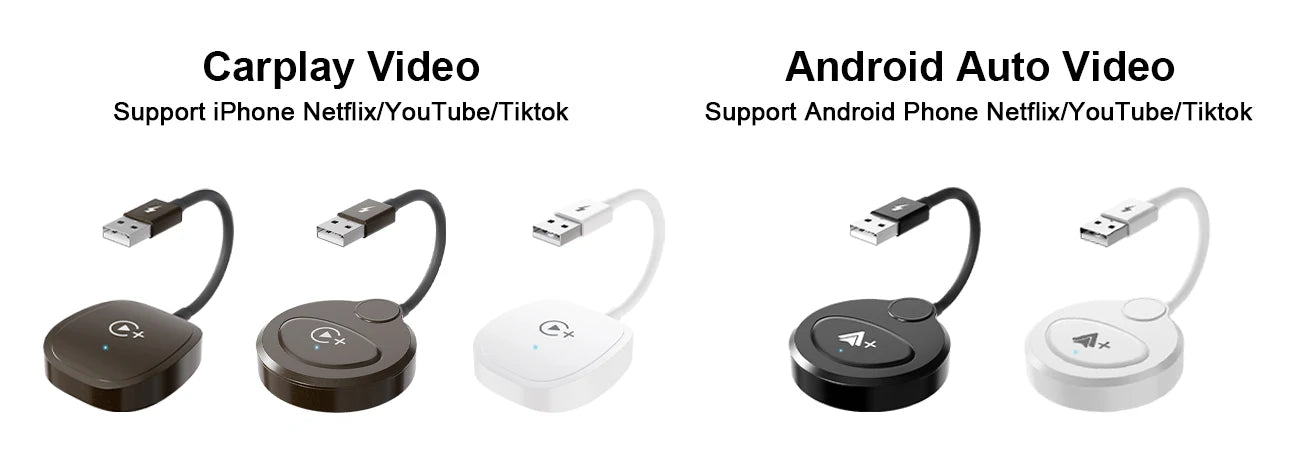 Wireless CarPlay Adapter | Netflix YouTube TikTok Streaming for Car Screen